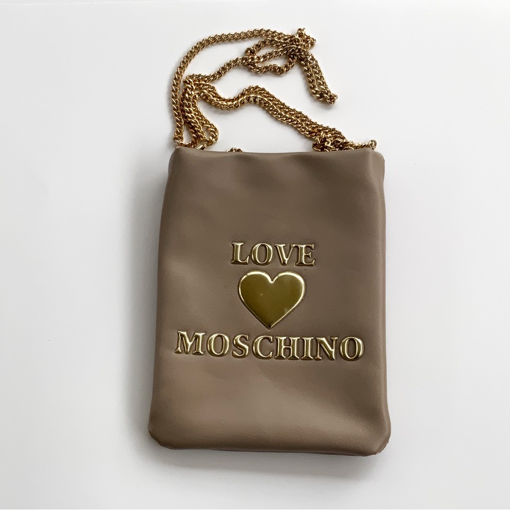 Love Moschino Taupe Chain Crossbody Bag